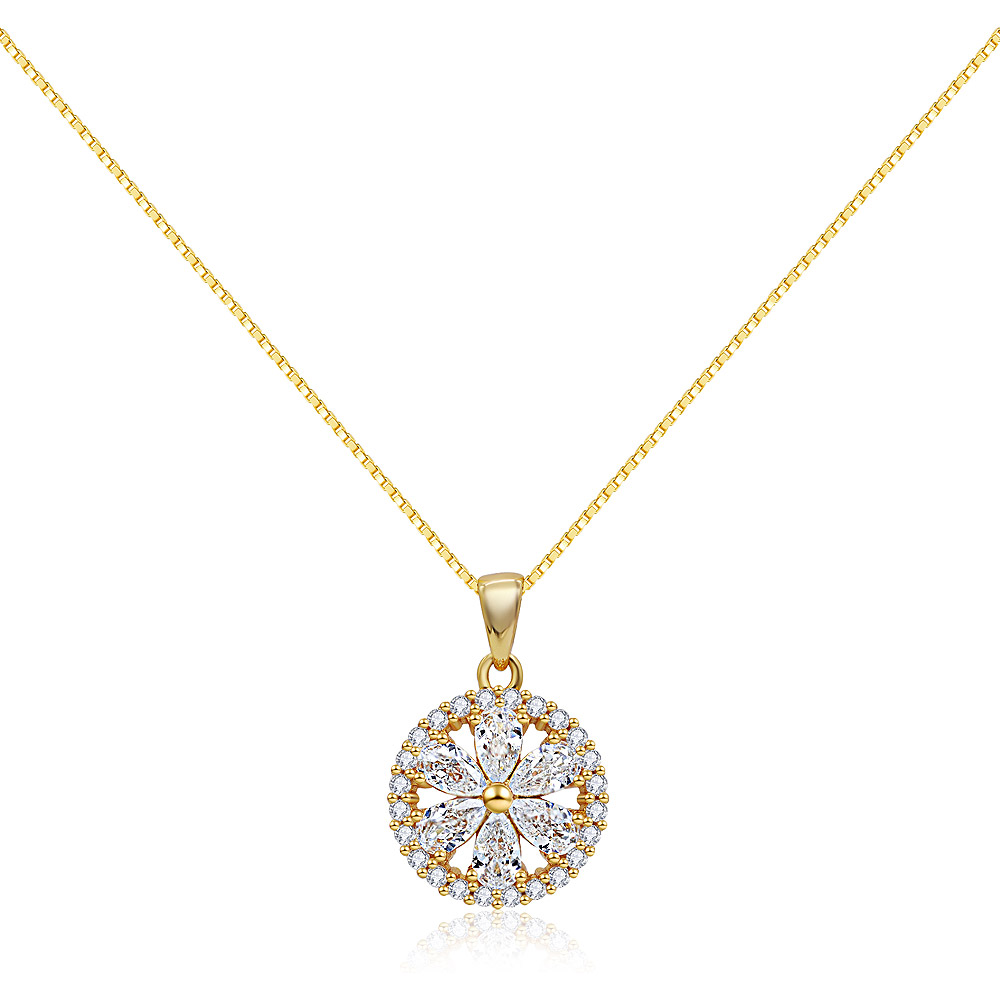 Morning CZ Floral Pendant Necklace